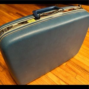 Mid Century Samsonite Silhouette Blue Hard Shell Suitcase, Vintage Luggage